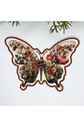 Floral Design Butterfly Shaped Embroidered Edge Fabric Cocktail Napkin 1 Piece