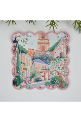 Watercolor Italy Design Embroidery Edge Cocktail Napkin 1 Piece