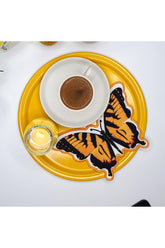 Sarı Siyah Kelebek Şeklinde Nakış Kenar Kumaş Kokteyl Peçetesi 1 Adet