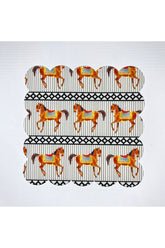 Horse Pattern Design Digital Printed Cocktail Napkin Washable Laser Cut