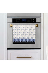 Romantic Blue Striped Bow and Heart Patterned Laser Cut Fabric Oven Cover