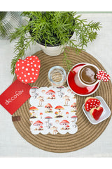 Mushroom Season Themed Laser Cut Washable Cocktail Napkin