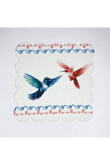 Pastel Bird Pattern Digital Printed Cocktail Napkin Washable Laser Cut