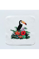 Toucan Parrot Patterned Fabric Cocktail Napkin Washable Laser Cut
