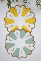 Bealy Flower Shaped Decorative Design Embroidered Edge Fabric Cocktail Napkin 2 Pieces