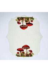 Red Mushroom Pattern Digitally Printed Cocktail Napkin Washable Laser Cut