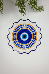 Watercolor Ethnic Decor Evil Eye Bead Design Embroidery Edge Cocktail Napkin 1 Piece