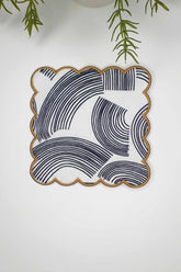 Çizgisel Kavisli Desenli Nakış Kenar Kokteyl Peçetesi 1 Adet