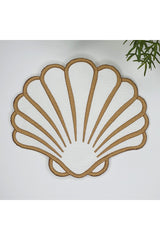 Oyster Shaped Gold Embroidered Fabric Cocktail Napkin 1 Piece