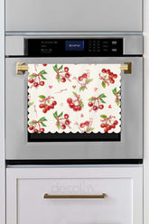 Watercolor Cherries and Text Digitally Printed Laser Cut Seamless Oven Cover - 40x53cm