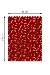 Kırmzı Zemin Yılbaşı Temalı Şeker Desenli Lazer Kesim Fırın Örtüsü