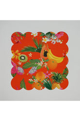Orange Background Tropical Fruit Pattern Digital Printed Laser Cut Cocktail Napkin