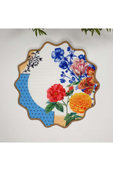 Çini Motifli ve Çiçekler Tasarımlı Nakış Kenar Kumaş Kokteyl Peçetesi 1 Adet