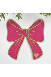 Kurdele Şeklinde Nakışlı Kumaş Kokteyl Peçetesi 1 Adet Fuşya Pembe Gold