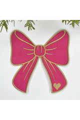 Kurdele Şeklinde Nakışlı Kumaş Kokteyl Peçetesi 1 Adet Fuşya Pembe Gold