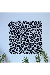 Leopard Black and White Patterned Digital Printed, Laser Cut Edge Decorative Cocktail Napkins