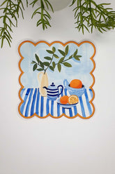 Sulu Boya Tatlı Masa Manzarası Tasarımlı Nakış Kenar Kokteyl Peçetesi 1 Adet