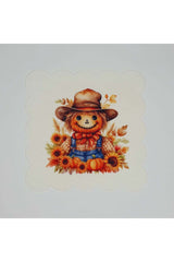 Cute Farmer Patterned Digital Printed Laser Cut Cocktail Napkin