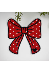 Kurdele Şeklinde Kırmızı Zemin Puanlı Nakışlı Kumaş Kokteyl Peçetesi 1 Adet