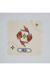 Balık Burcu Tasarımlı Dijital Baskılı Lazer Kesim Kokteyl Peçetesi