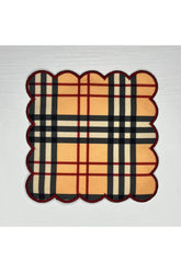 Plaid Patterned Digitally Printed Embroidered Cocktail Napkin