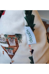 Watercolor Winter Village Landscape Design Cushion Cover