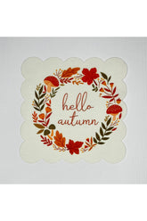 Hello Autmn Sloganlı Sonbahar Dijital Baskılı Kokteyl Peçetesi Yıkanabilir Lazer Kesimli