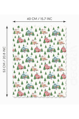Watercolor Trees and Christmas Houses Design Laser Cut Oven Cover