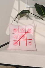 Happy Wins TikTakToe Smiley Patterned Cushion Cover – 43x43cm