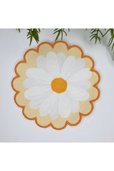 Flower Shaped Decorative Daisy Design Embroidered Edge Fabric Cocktail Napkin 1 Piece