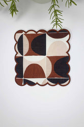 Retro Geometrik Kiremit Tonlu Nakış Kenar Kokteyl Peçetesi 1 Adet