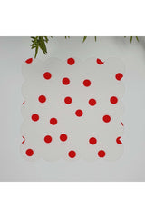 Red Dot Patterned Laser Cut Fabric Cocktail Napkin 1 Piece