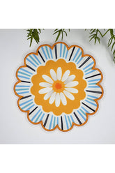 Flower Shaped Decorative Daisy Printed Embroidered Edge Fabric Cocktail Napkin 1 Piece