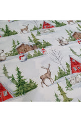 Christmas Runner with Snowy Scenery, Deer and Snowman Pattern
