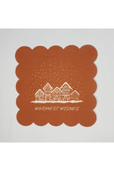 Cinnamon Color New Year's Concept Slogan Patterned Laser Cut Cocktail Napkin
