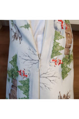 Soft Winter View Deer Snowman Patterned Christmas Cushion Cover