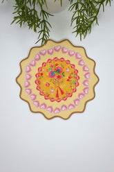 Love Bloom Kalpli Renkli Çiçekli Sarı Nakış Kenar Kokteyl Peçetesi 1 Adet - Decofav | Kırlent, Sofra Tekstili, Kumaş