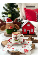 Şirin Geyikler ve Puanlar Desenli Yıkanabilir Kumaş Kokteyl Peçetesi 1 Adet