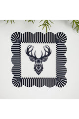 Decorative Edge Deer Design Washable Fabric Napkin 1 Piece