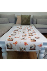 Christmas Runner with Watercolor Snow Globes and Gingerbread Men Pattern