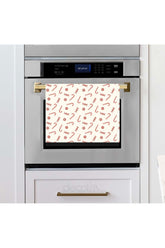 Christmas Candy Cane Patterned Digitally Printed Oven Cover on White Background