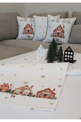 Runner Christmas Houses Snow Themed Patterned Digital Print