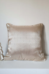 Champagne Jacquard Satin Ribbed Cushion Cover 43x43cm