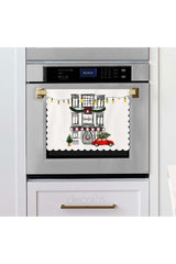 Hand Drawn Christmas Shop Themed Laser Cut Oven Cover