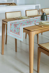 Love Bloom Heart-Colored Floral Blue Laser Cut Runner