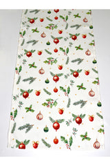 Yılbaşı Süs Objeleri Desenli Dijital Baskılı Runner