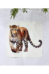 Leopar Desenli Kumaş Kokteyl Peçetesi Yıkanabilir Lazer Kesimli