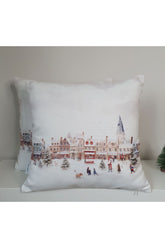Soft Pastel Watercolor Snow Landscape Patterned Cushion Cover