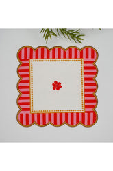 Decorative Edge Floral Pattern Digital Printed Embroidered Cocktail Napkin