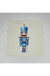 Watercolor Blue Tin Soldier Pattern Digitally Printed Cocktail Napkin Washable